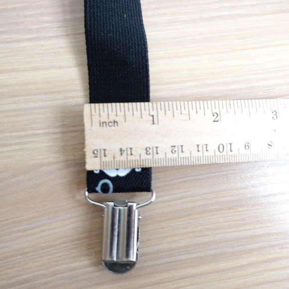 Suspender Boy Black Blue Clip On Y Back‎ Adjustable Stretch Monocle Silhouette - Picture 5 of 6